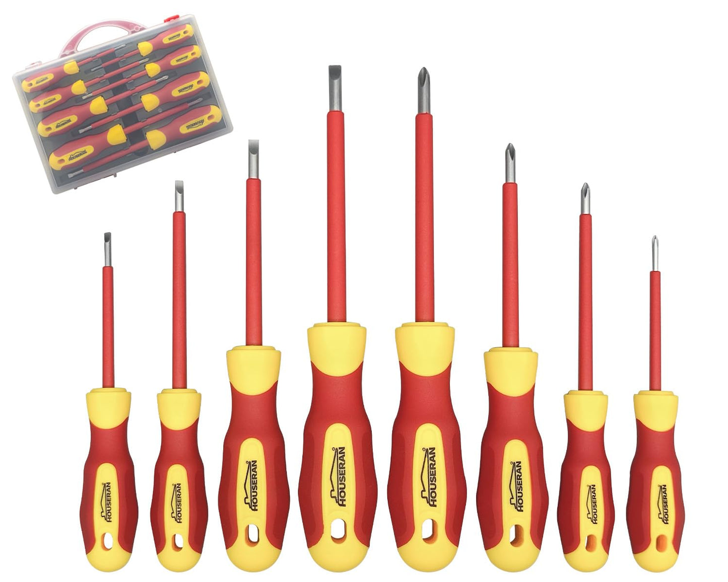 HOUSERAN Insulated Screwdriver Set, 8-Piece Screwdriver Set, Electrician, Electric Screwdriver, 1000 Volt, Ideal for Electricians and Final Work