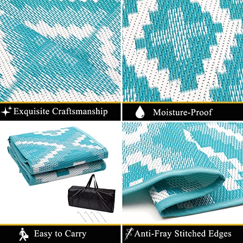 Enyhom Large Outdoor Rug 180 x 270 cm, Reversible Plastic Straw Woven Rug, Waterproof Camping Rugs for Garden, Recycled RV Patio Floor Mat for Porch