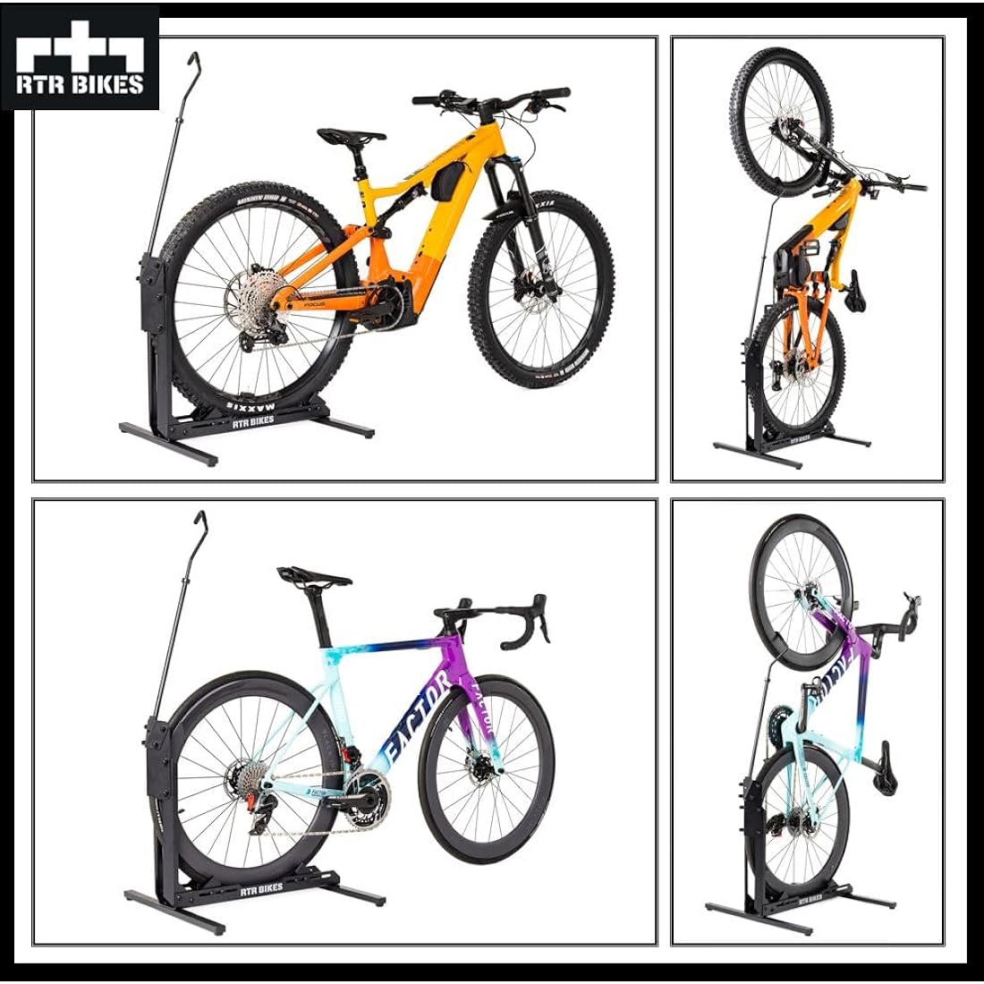 RTR BIKES BRUTUS UP Professional Freestanding Bicycle Stand - Ideal for Your Garage, Home or Bicycle Shop