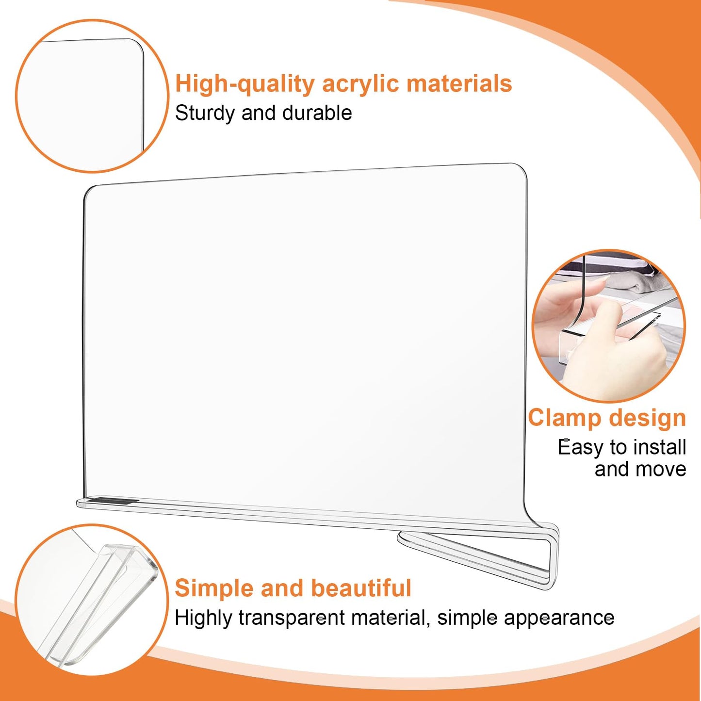 CYEER Shelf Dividers Set of 12, Acrylic Shelf Dividers for Wardrobe, Clear Closets Shelf Separator and Organizer Wardrobe Shelves for Bedroom Kitchen