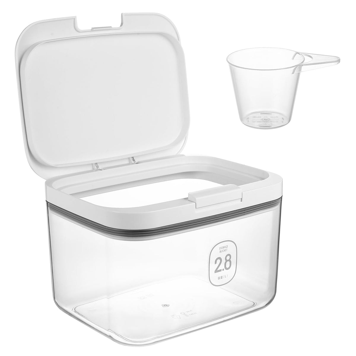 2.8L Transparent Airtight Laundry Detergent Dispenser with Measuring Cup