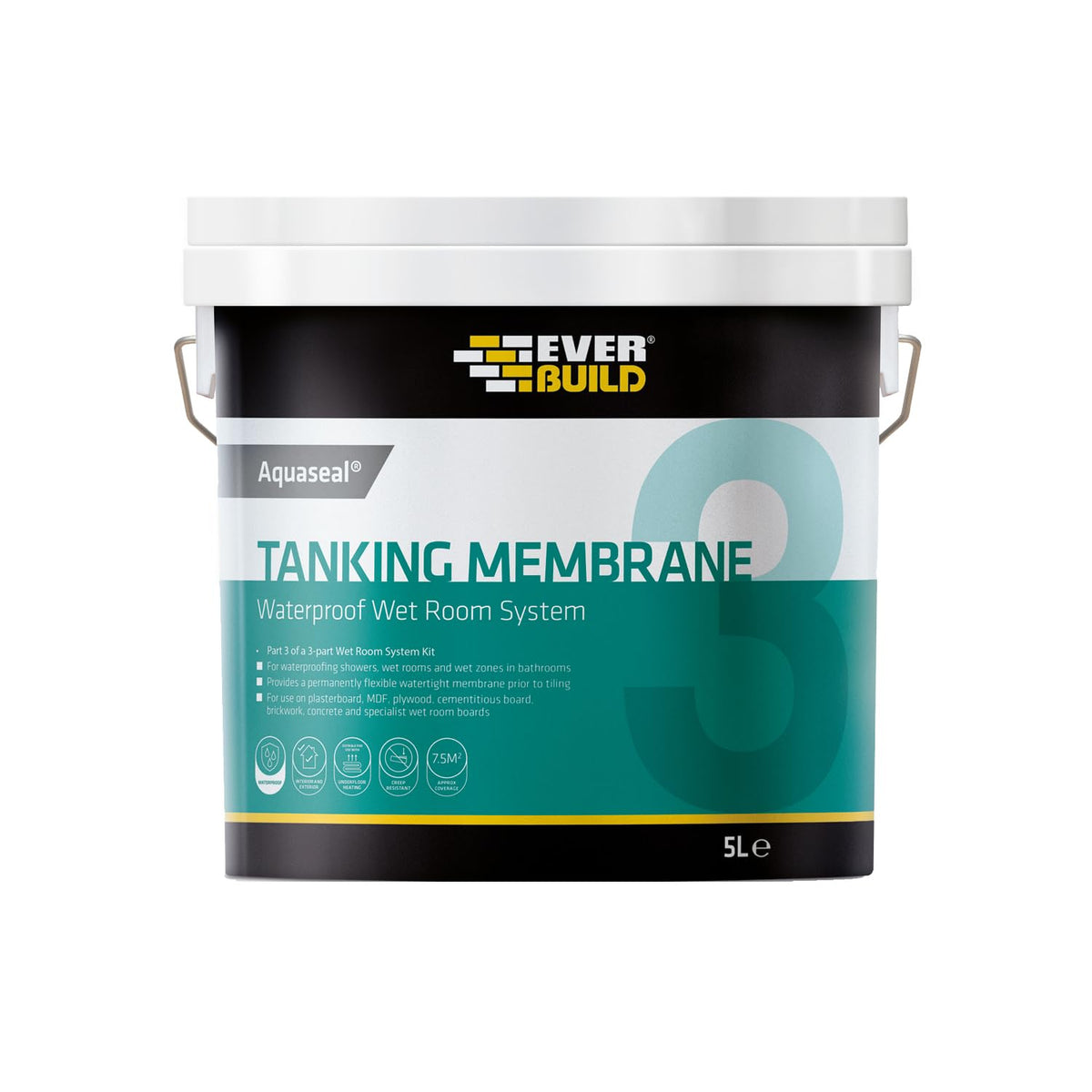 Everbuild Aquaseal Waterproof Tanking Membrane ? Flexible ? Waterproof ? Easy To Apply ? Internal And External ? Blue ? 5 Litre