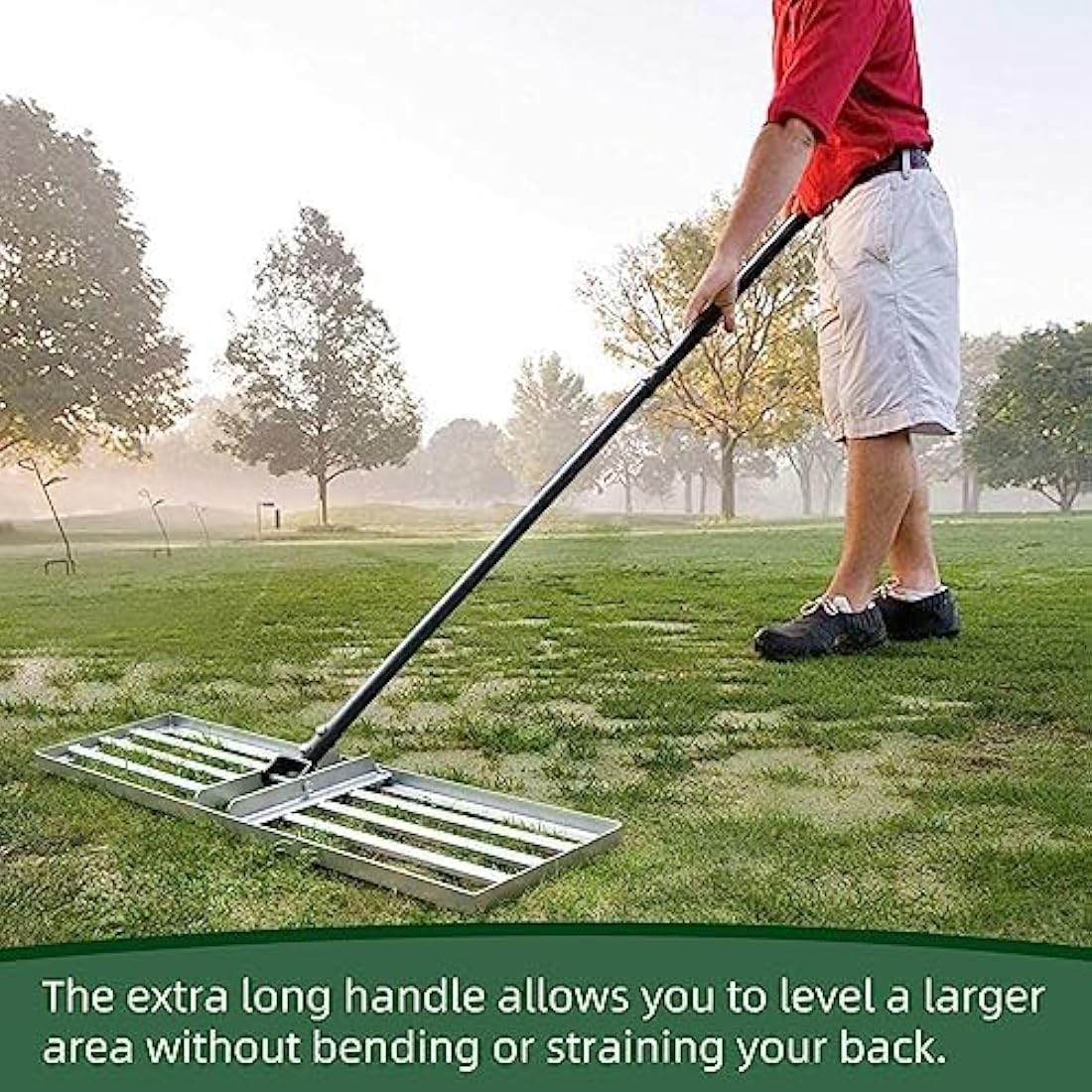 Byhagern Lawn Levelling Rake - Heavy Duty Lawn Leveller - 36" Wide 69" Handle Lawn Lute, Levelawn Tool for Garden, Golf Course, Farm, Backyard, UK-B4042, Silver