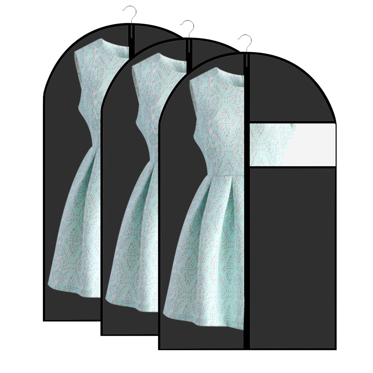 3 Pack PEVA Translucent Garment Covers 60 x 100cm Garment Bags