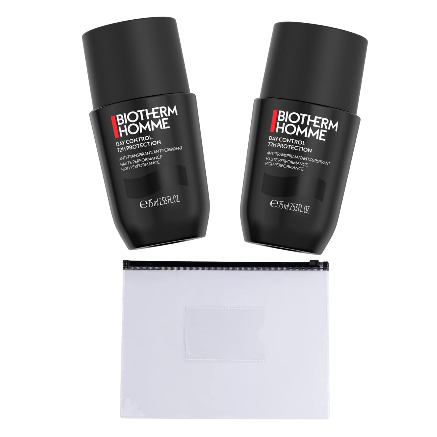 Mens Deodorant Roll On Bundle Travel Size 2x75ml | Day Control Extreme 72H Protection, Alcohol-Free for Sensitive Skin, No White Marks + Bonus Travel