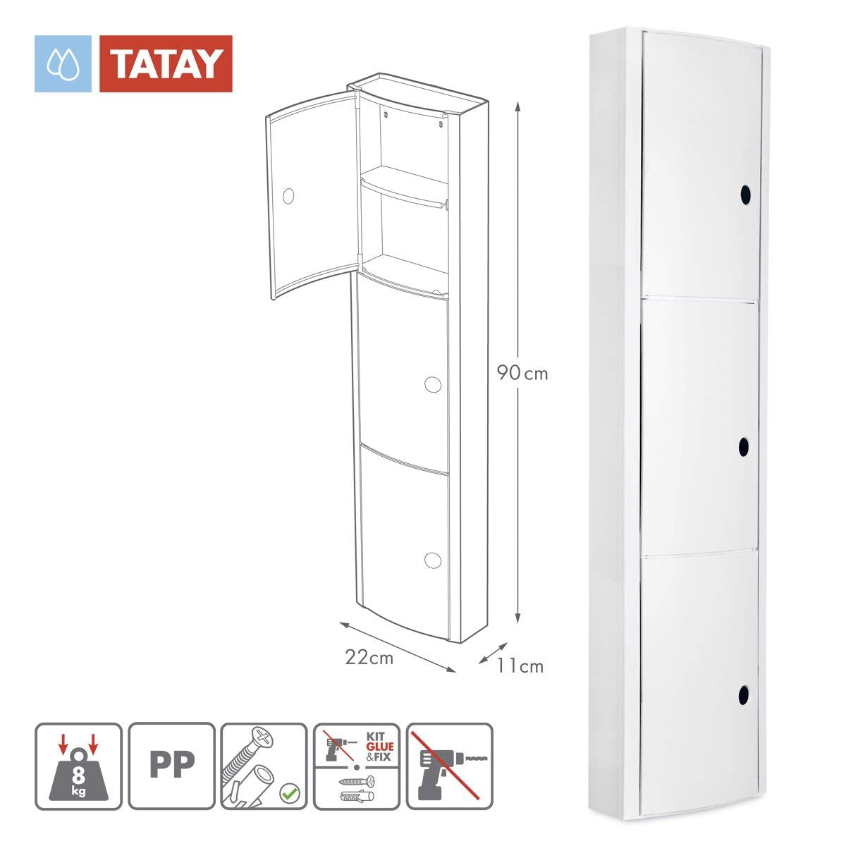 TATAY Horizontal Cabinet, Polypropylene, White, One Size