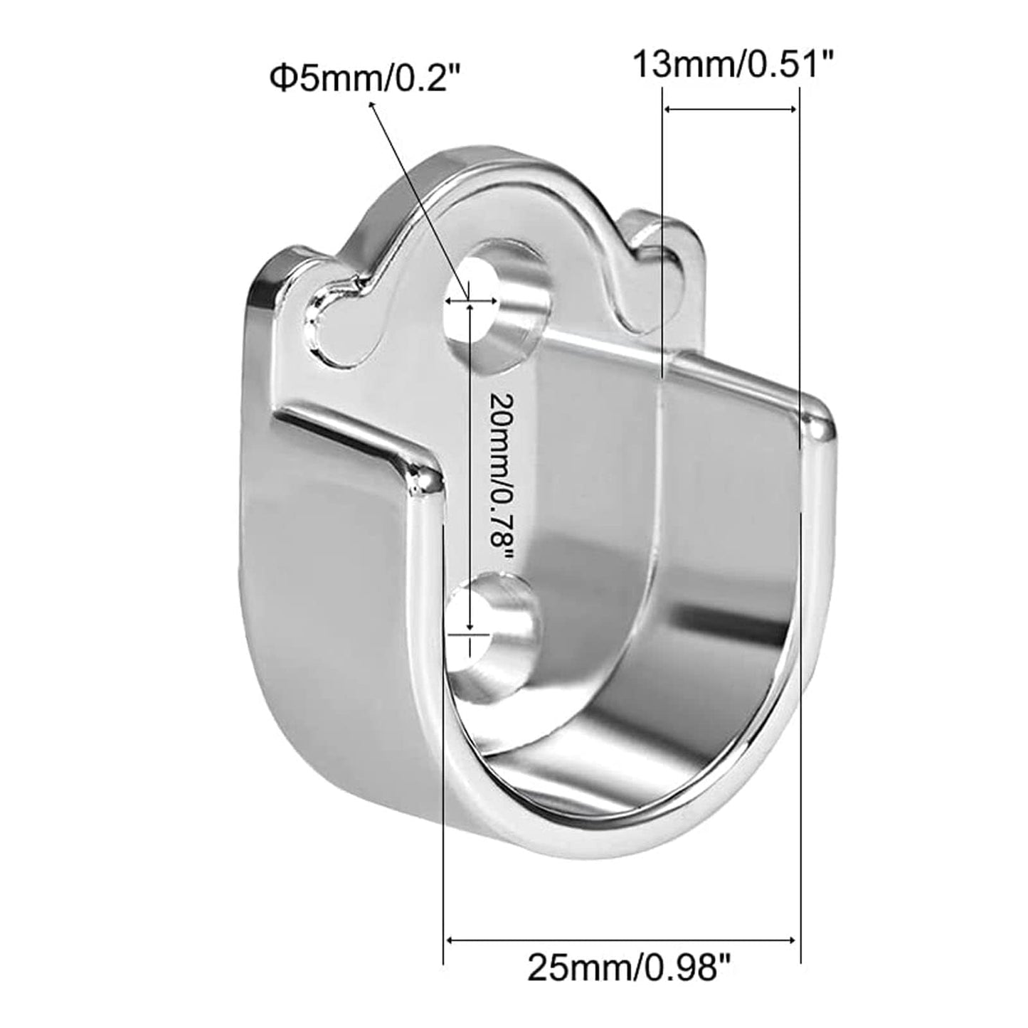 TOP-VIGOR 2Pcs Wardrobe Pole Bracket, 25mm Dia U Shaped Shower Curtain Rail, Zinc Alloy Flange Rod Holder Shower Curtain Rod Pole End Supports