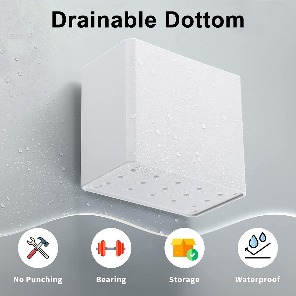 DearCal 2 PCS Wall Mounted Storage Boxes, Self-adhesive Plastic Holders, No Drilling Hanging Storage Containers Makeup Organizer Shelf for Bathroom