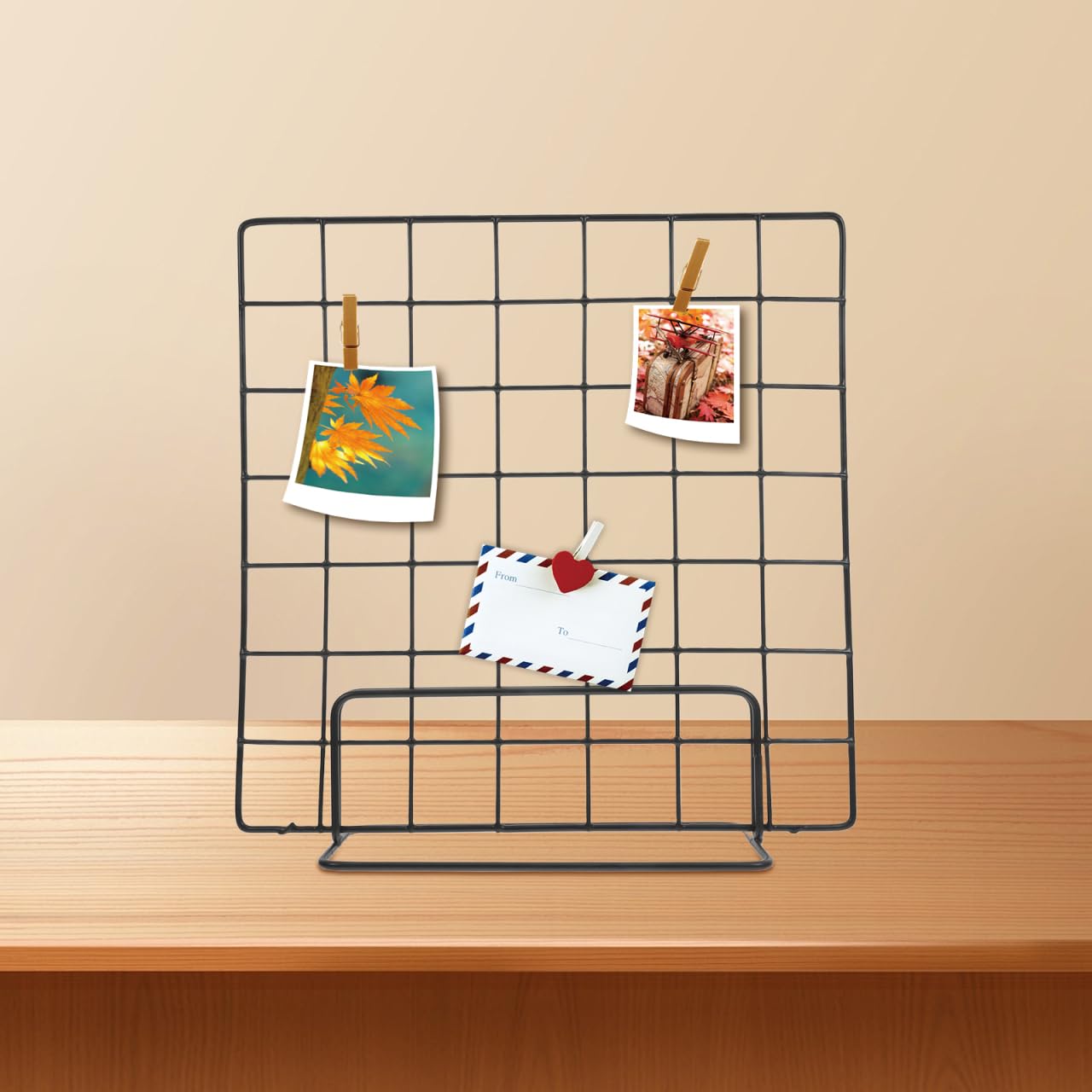 MUCKLILY 35 cm Black Wire Grid Display Stand with Base