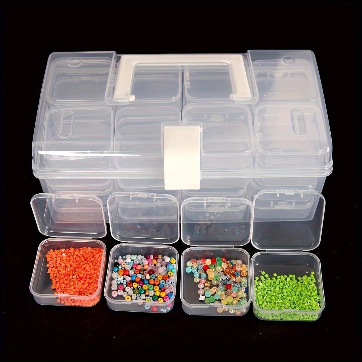 Xygobla 33Pcs Clear Plastic Bead Organiser Set