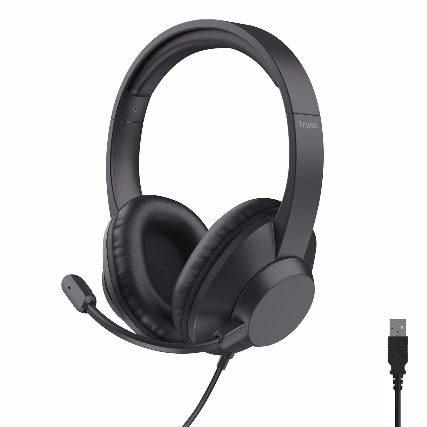 Trust Roha II Max USB Headset with Microphone Over-Ear, PC Headset 1.8m Cable, 85% Recycled Plastics, USB-C Wired Headphones with Microphone for