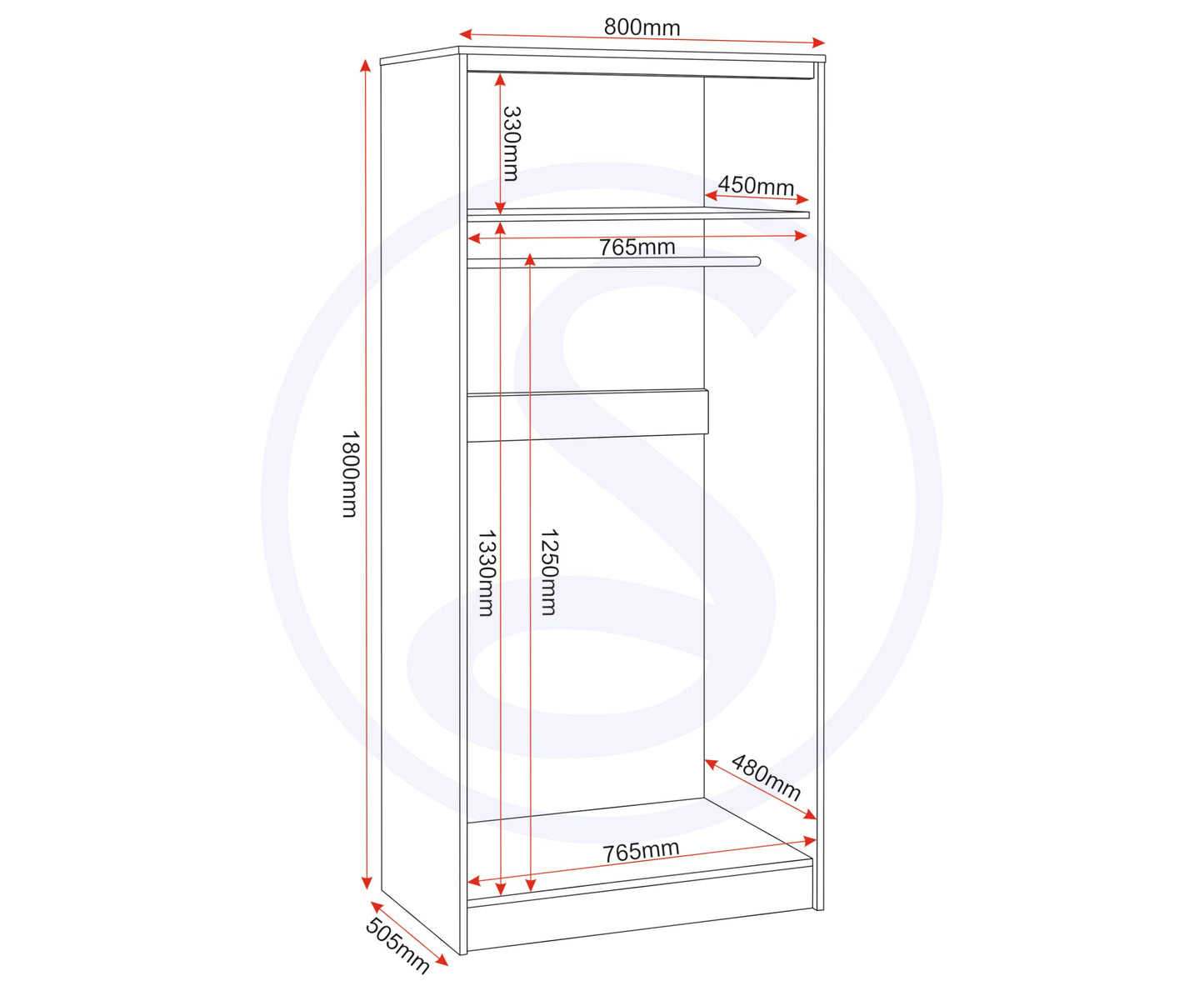 Seconique Malvern 2 Door Wardrobe in White