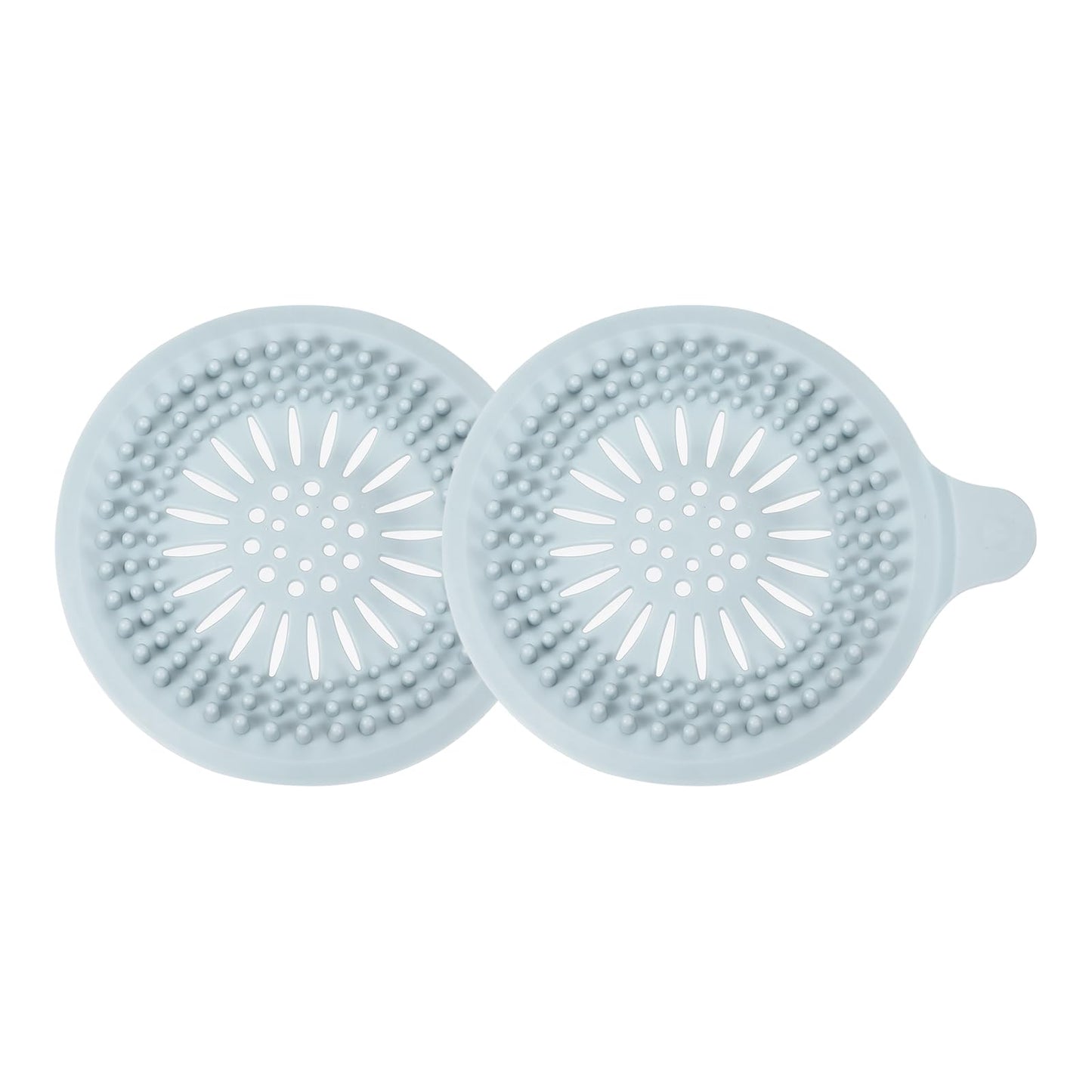sourcing map Hair Drain Catcher, 5.51inch Round Tub Drain Covers Drain Protector with Handle Suction Cup for Kitchen Bathroom Balcony, Light Blue 2Pcs