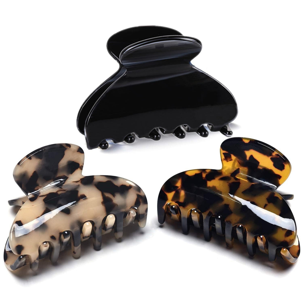FSMILING Medium Hair Claw Clips For Fine Hair, Nonslip Small Claw Hair Clips For Women Thin Thick Hair, Celluloid Tortoise Hair Clip Jaw Claw Clamp
