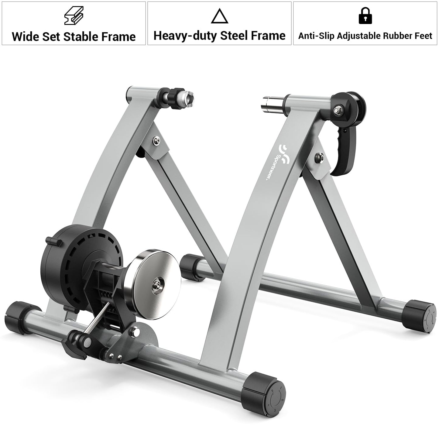 Sportneer Turbo Trainer, Bike Trainer with 6 Resistance Settings for Indoor Bike Trainer Stand Steel Bicycle Exercise Magnetic Stand with Noise