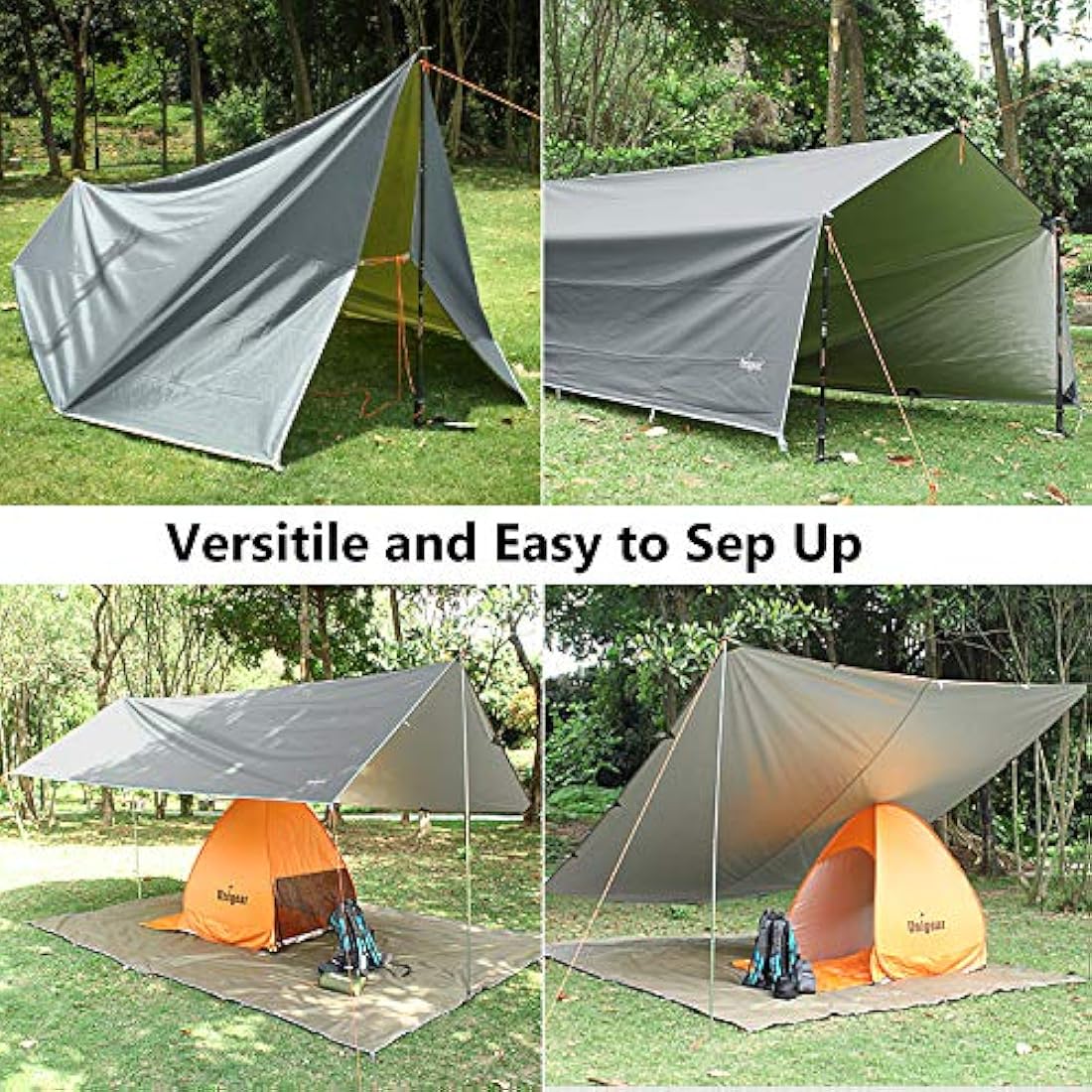 Unigear Tarp Rain Fly Tarp Waterproof Tent Cover Hiking Shelter Foldable Lightweight Waterproof for Camping and Protection Against Rain, Snow and Sun