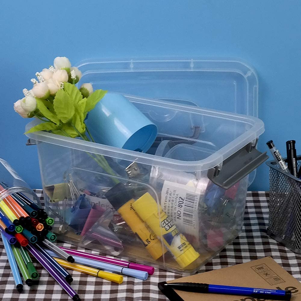 Bringer Set of 6 Clear Plastic Storage Box, 5 L Storage Latch Boxes