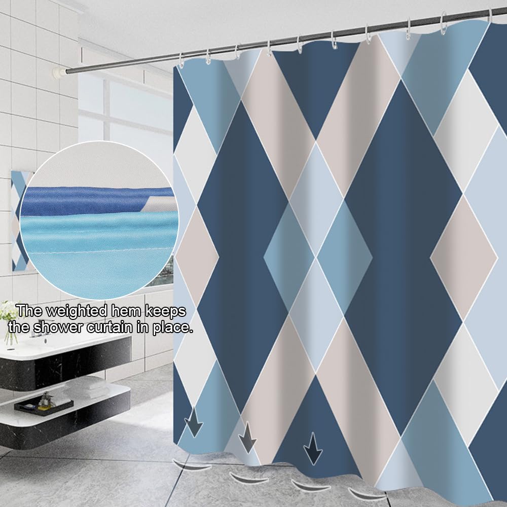 Lkw Ogechi Shower Curtain Waterproof Blue 200x200cm, Polyester Weighted Shower Curtains for Bathroom