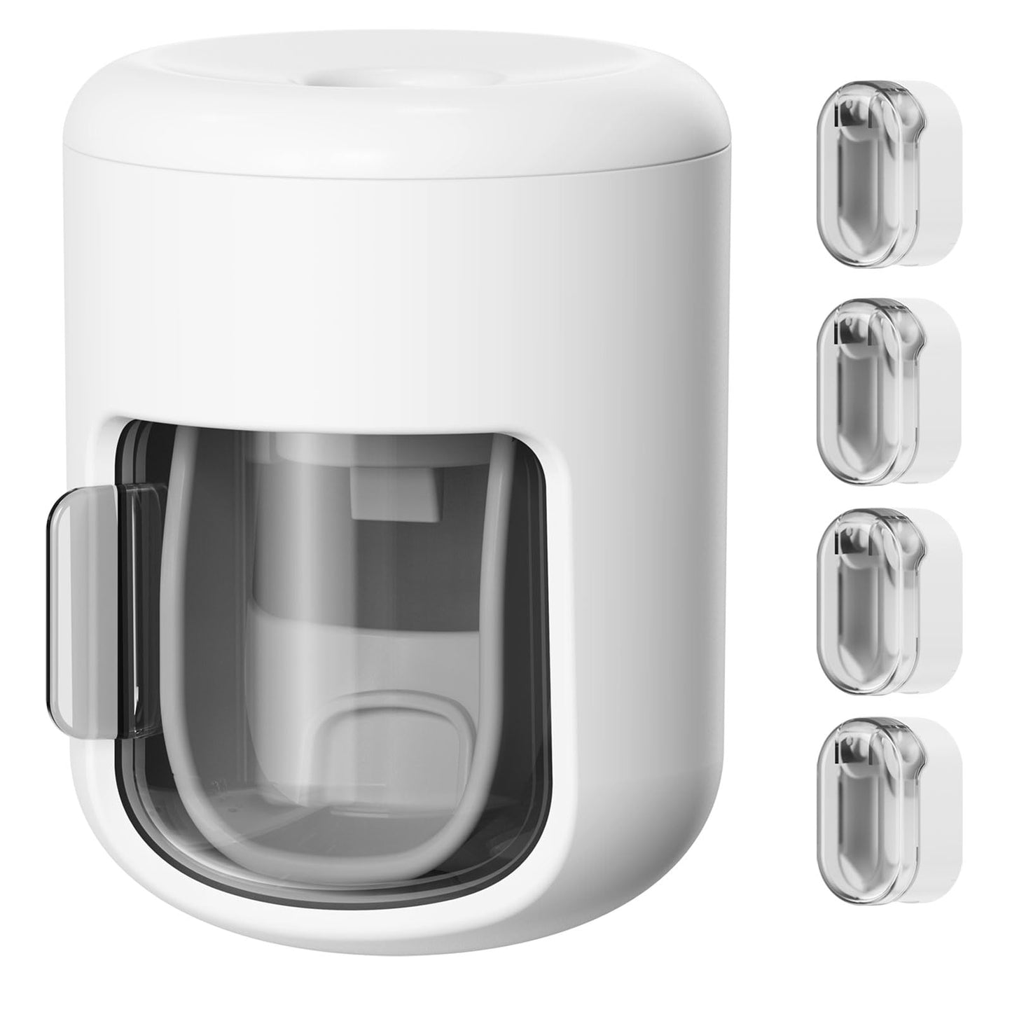 FOTINOR Toothbrush Holder 4pcs with 1 Toothpaste Dispenser Wall Mounted,Adhesive Electric Toothbrush Storage Organizer,With Cover,dustproof,Waterproof