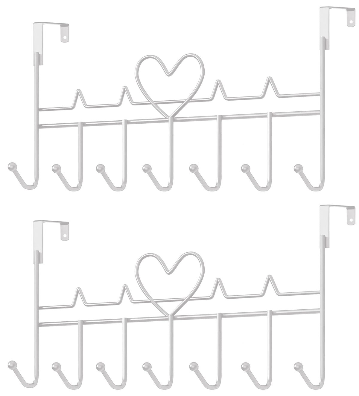 WBDXWB Over The Door Hook, Over Door Hanger for Coat, Towel, Bag, Robe (2 Pack, White)