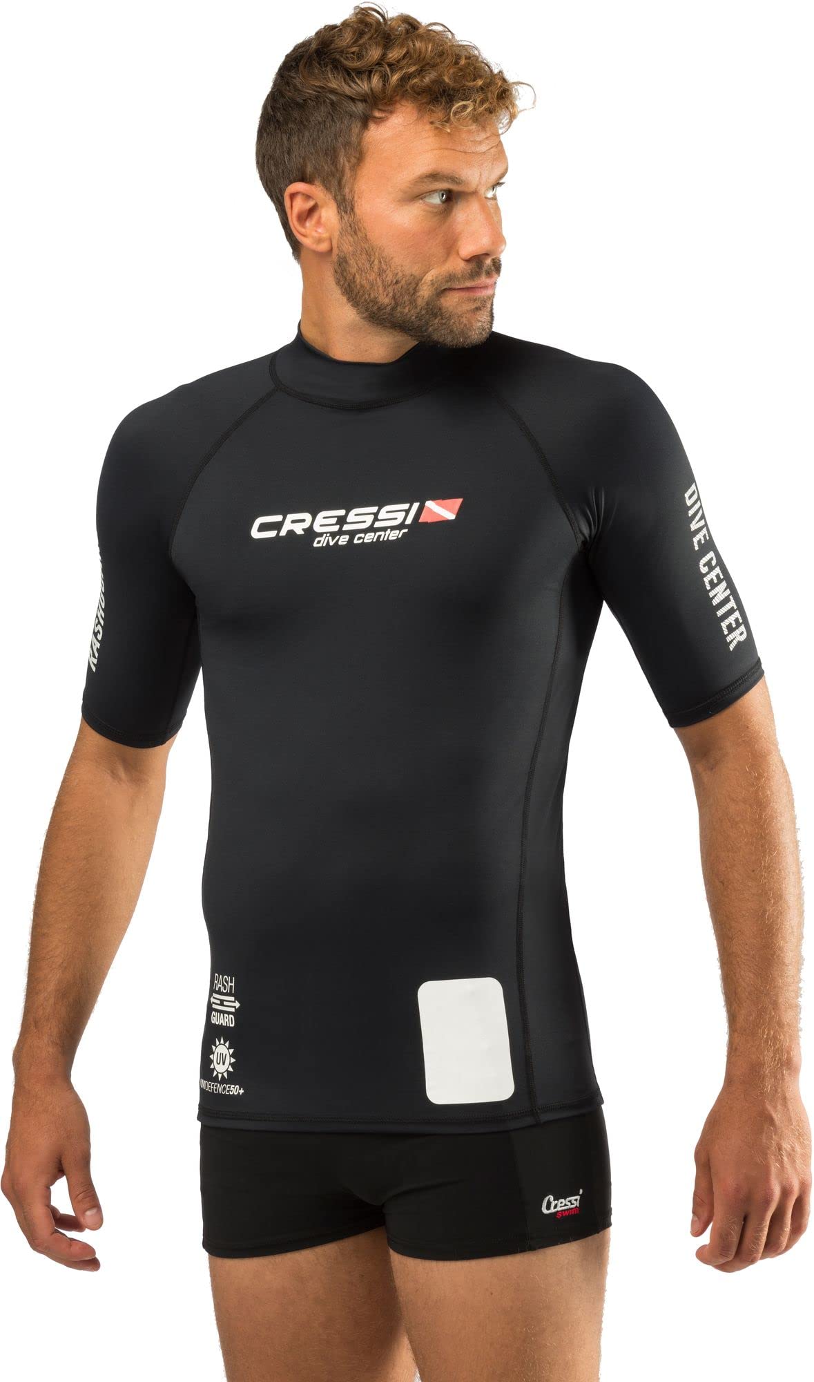 Cressi Men's Man Black Dive Center Men s Rash Guard UV Sun Protection UPF 50 Short Sleeve, Black, M 3 UK