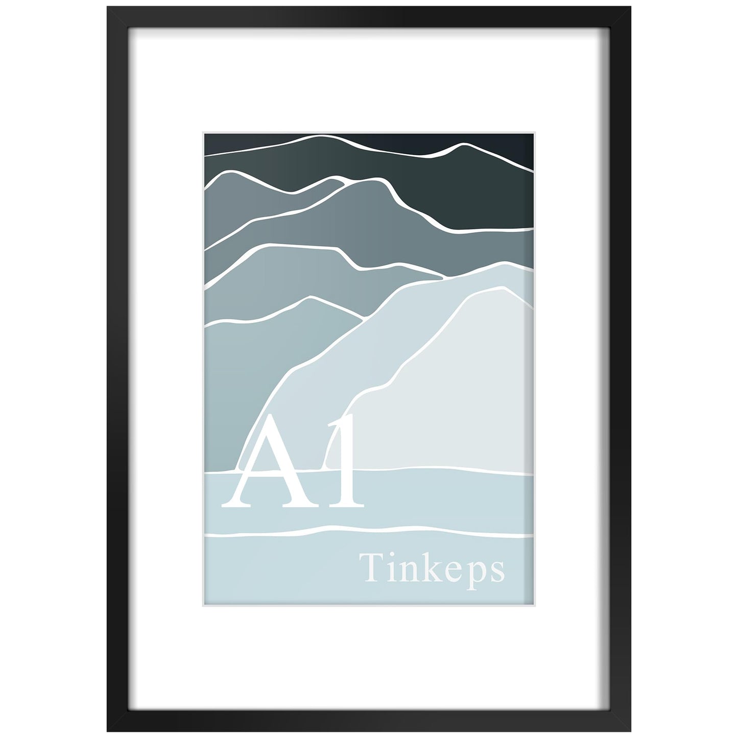 Tinkeps A1 Black Picture Frame - Engineered Wood and Plexiglass, A1 Frame with A2 Mount for A1/A2 Prints, Photos, and Posters, Wall Mountable -