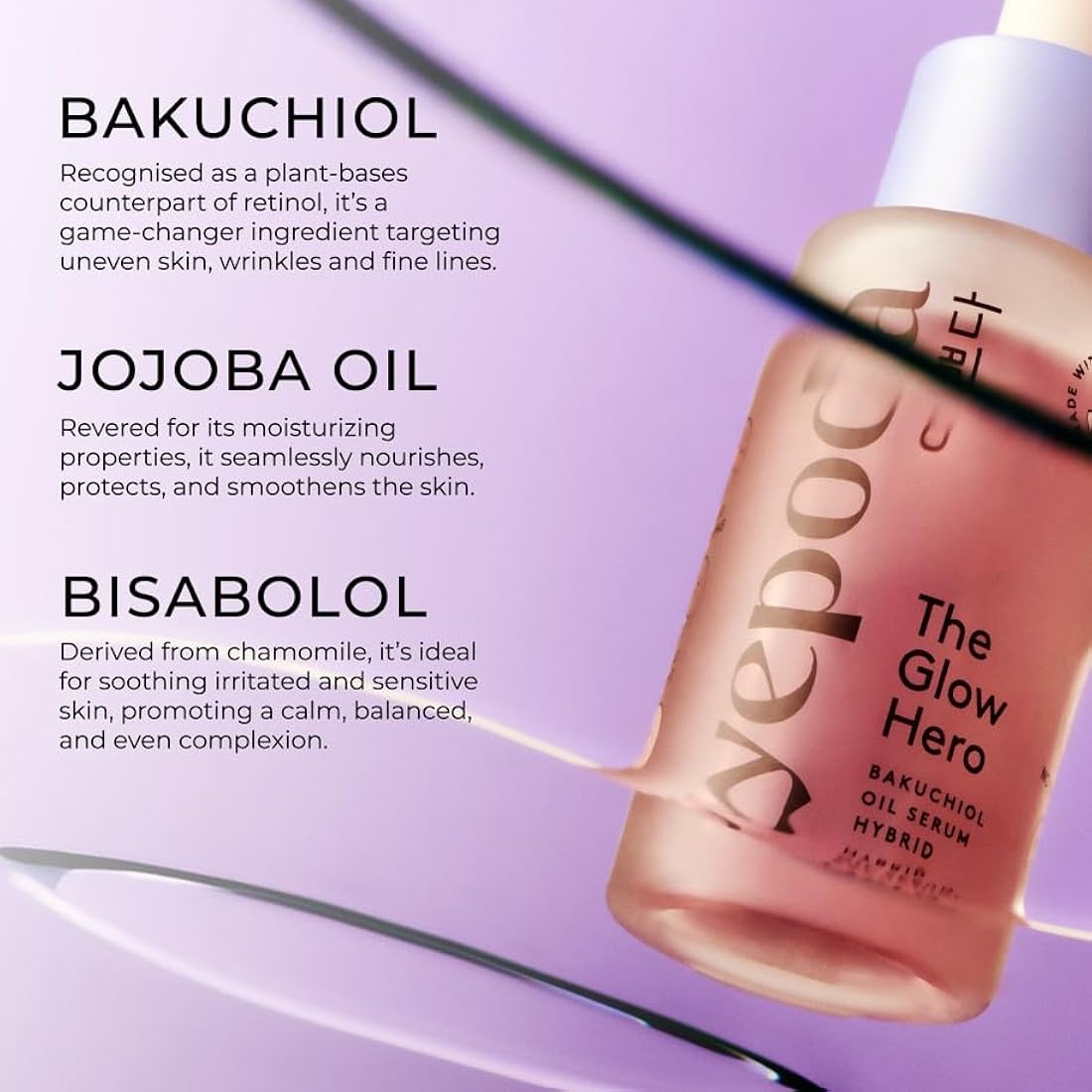 Yepoda The Glow Hero, Oil Serum Hybrid with Bakuchiol, Nourishing & Slow-Aging, Vegan Korean Glow Serum for All Skin Types, 30 ml