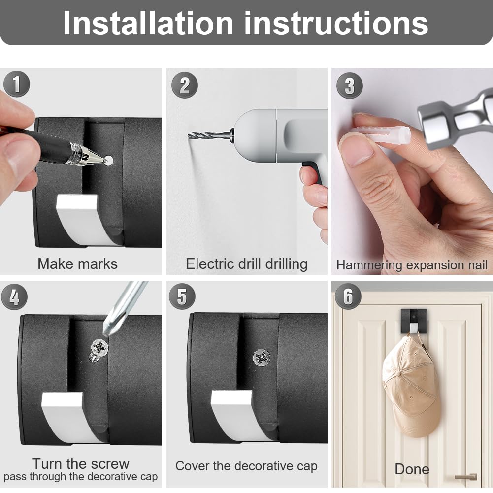 flintronic Wall Mounted Floating Rack with 1 Silver Hook, Foldable Metal Wall Hook, Space Aluminum Material Coat Hook Rack Wall Hanger