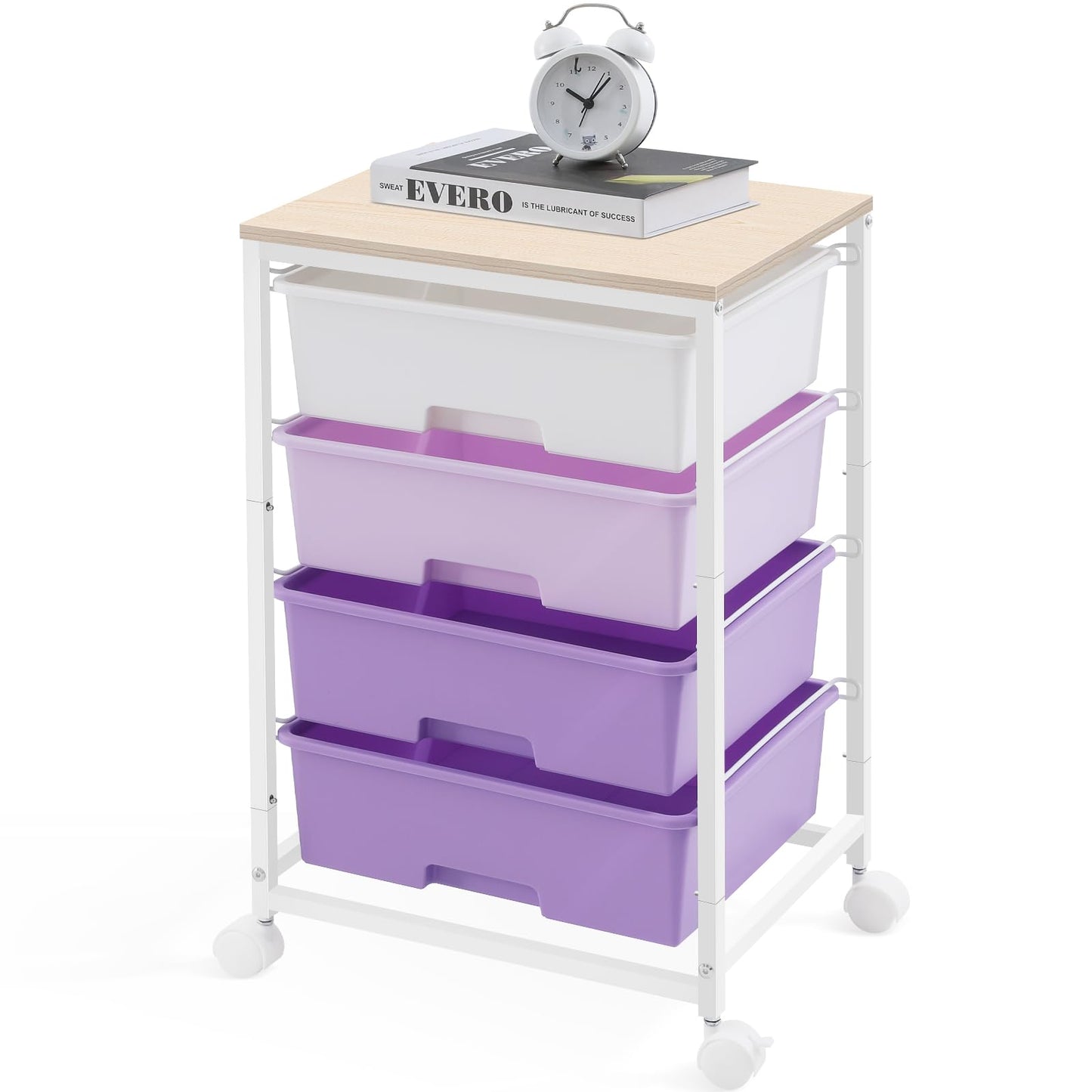 SYKIARIOL Storage Trolley with 4 Drawers, Rolling Storage Cart on Wheels, Multipurpose Mobile Organizer Unit Utility Cart for Living