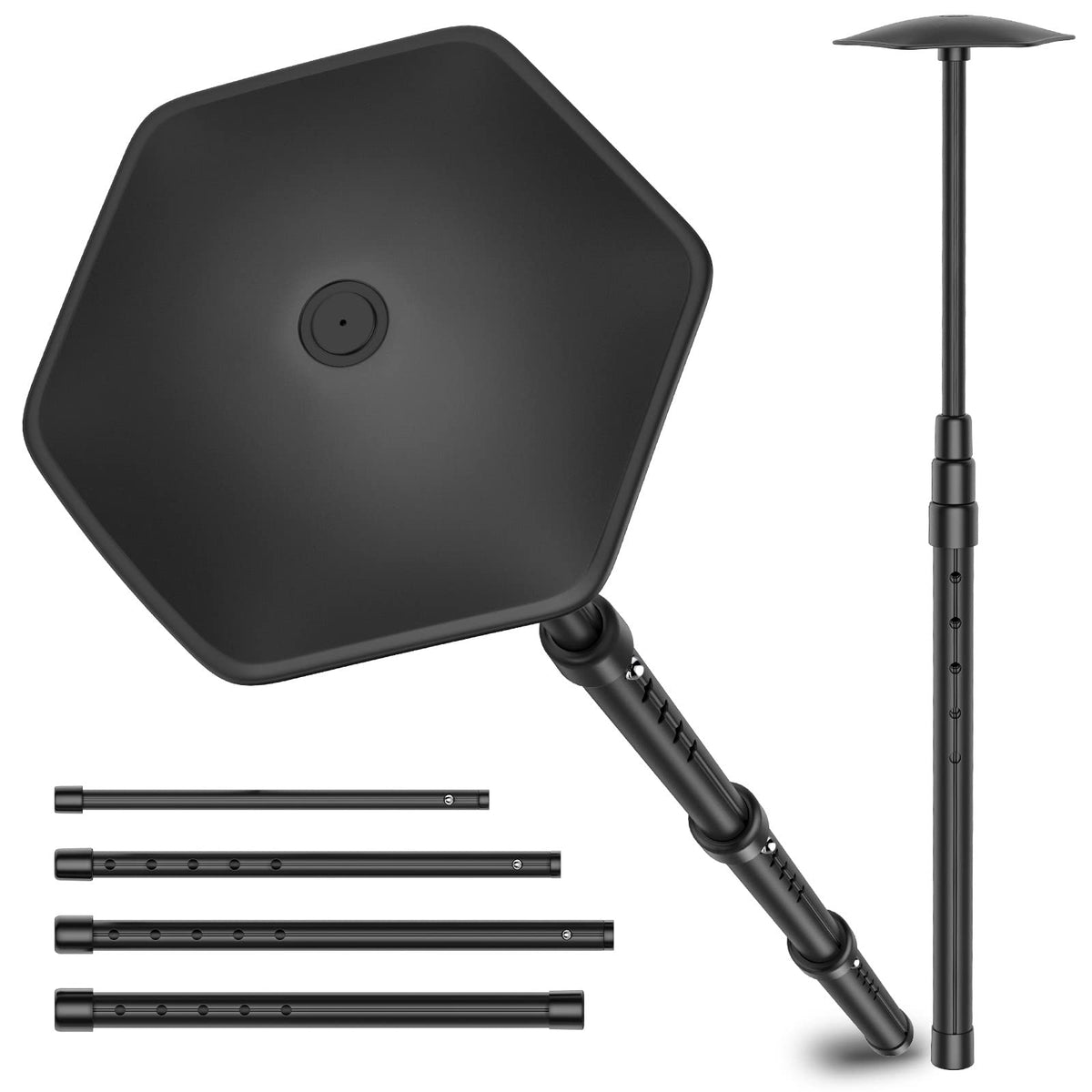 Rhino Valley Telescopic Golf Bag Holder, Aluminum Alloy Adjustable Travel Bag Holder Rod with Top Cover, Golf Stand Protective Bag Accessory, Black