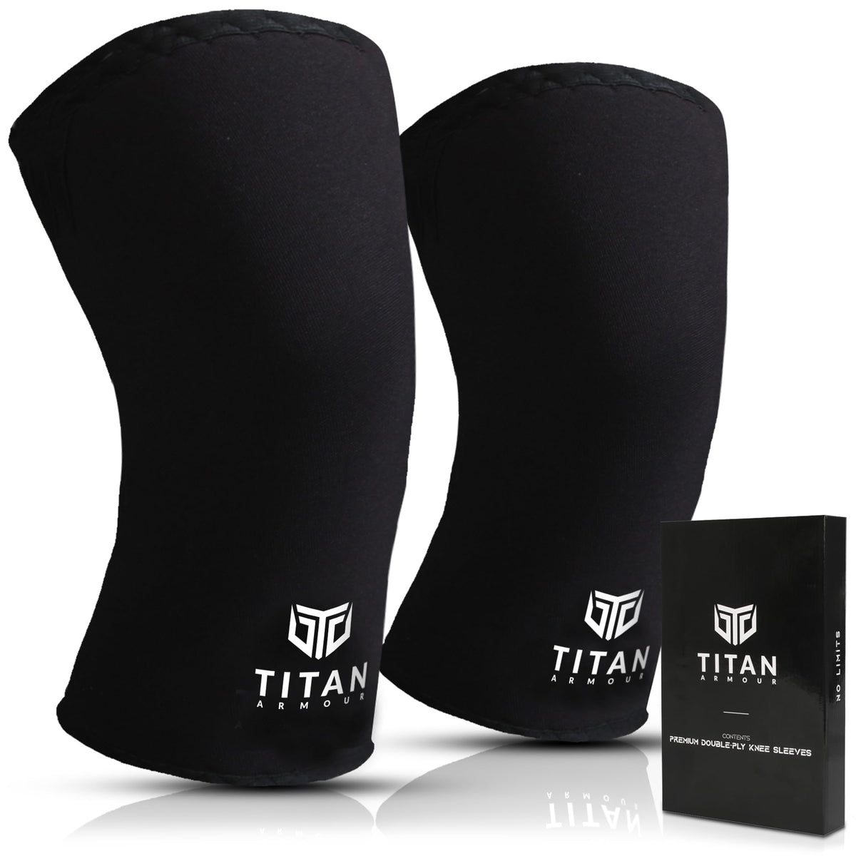 Titan Armour? Premium Knee Sleeves Weight Lifting | 7mm Double-Ply Neoprene | Knee Compression Sleeve for Support & Protection | Knee Support Sleeves