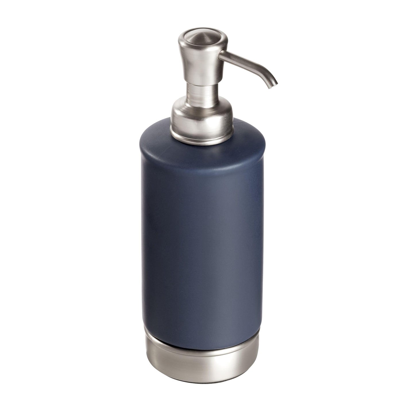 iDesign Ceramic and Steel Soap Dispenser, York Collection Soam Pump, Matte Navy/Brushed Nickel