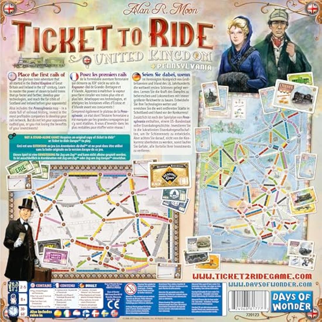 Days of Wonder | Ticket to Ride United Kingdom | Board Game Expansion Only | Ages 8+ | 2-5 Players | 30-60 Minute Playing time