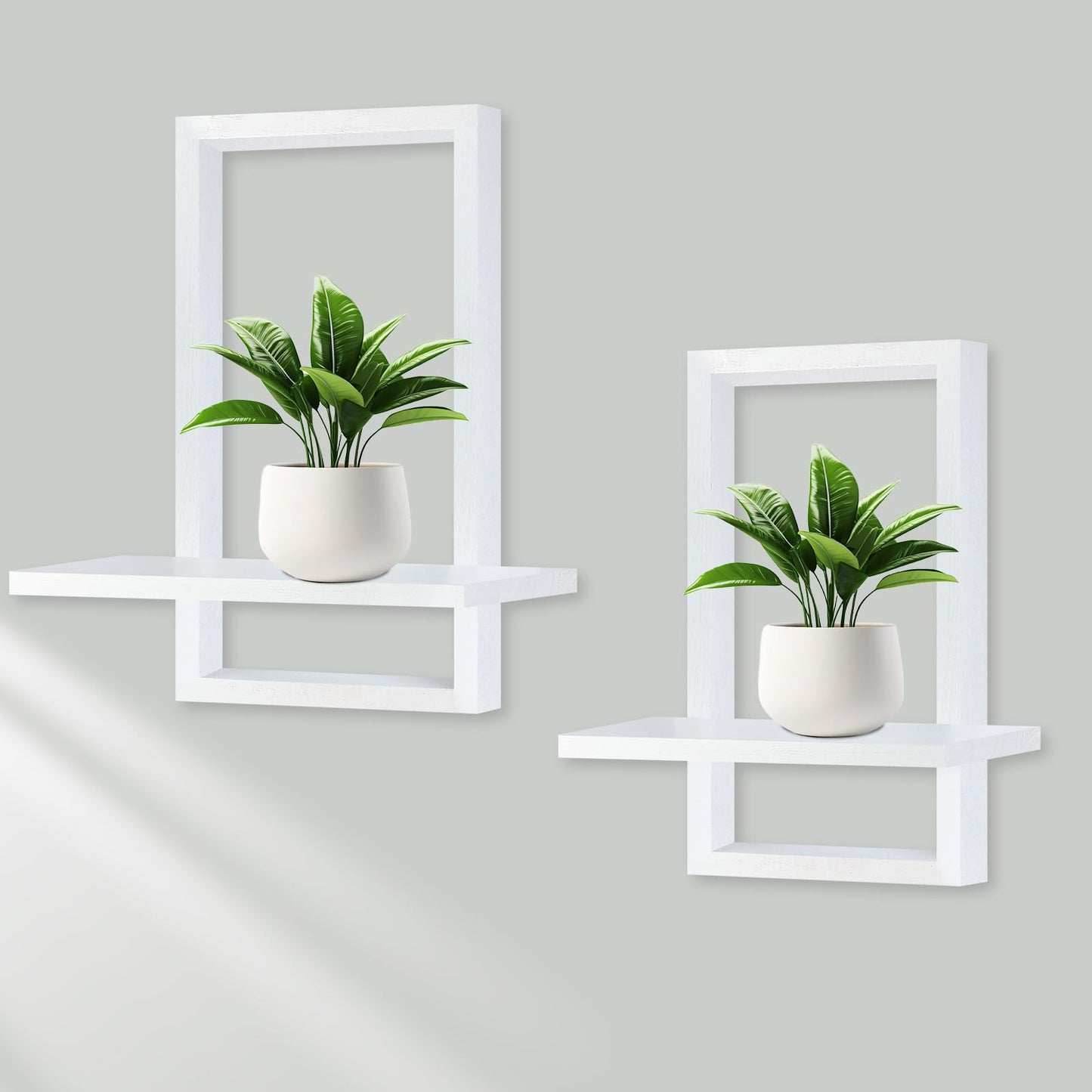 YiYa 2 Pcs Wood Shelves for Wall Decor Modern Boho Wall Shelf Wood Floating Shelf Bohemian Hanging Shelf Display Shelving for Hanging Plants Photo