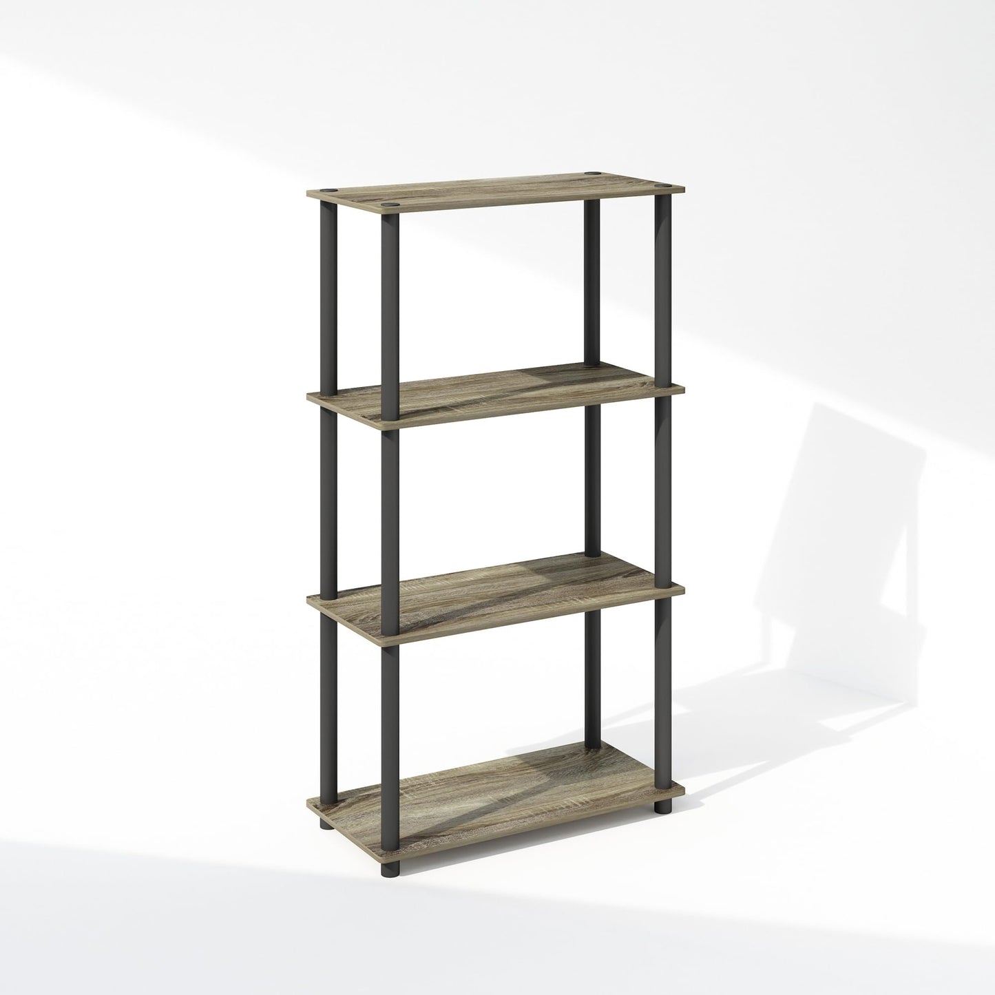 Furinno TURN-N-TUBE Book Shelf, 4-Tier Bookshelf, Bookcase with Multipurpose Compact Display Rack, 29.46 x 59.94 x 109.73 cm, for Living Room