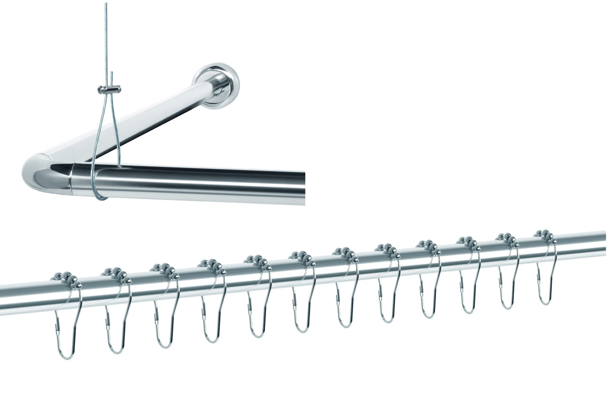 Libaro Universal Shower Rail Set for Bathtubs L-Shape and Shower U-Shape Corner Shower (Rail + 1 Ceiling Holder + 12 Shower Rings)
