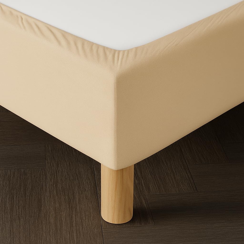 Bed Base Cover 90 x 200 cm Beige – Soft and Stretchy Fabric – Impeccable Look – Easy to Install