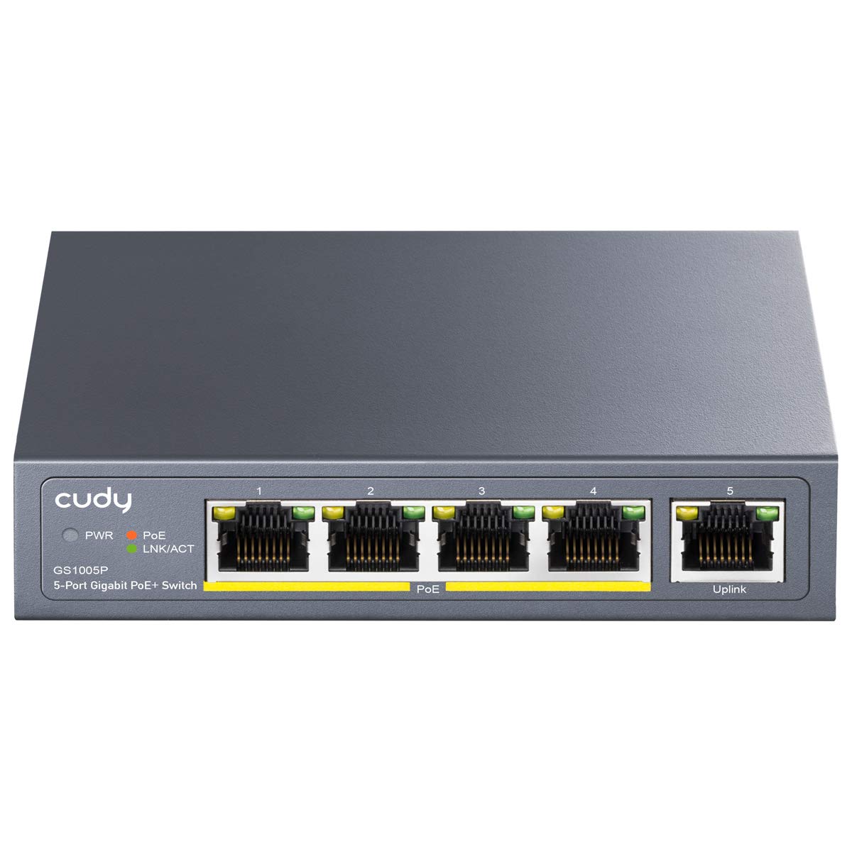 Cudy GS1005P 5 Port Poe+ 60W Gigabit Ethernet Switch, 4 Ports 10/100/1000Mbps Poe+, Unmanaged Switch, No Additional Power, 802.3af/at