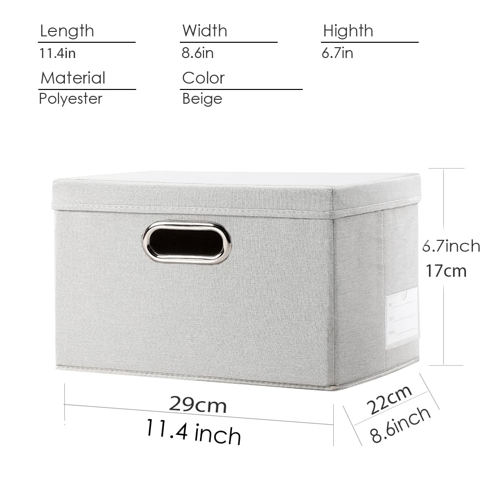 Prandom Storage Boxes with Lids Small,29x22x17cm,Beige[1-Pack]