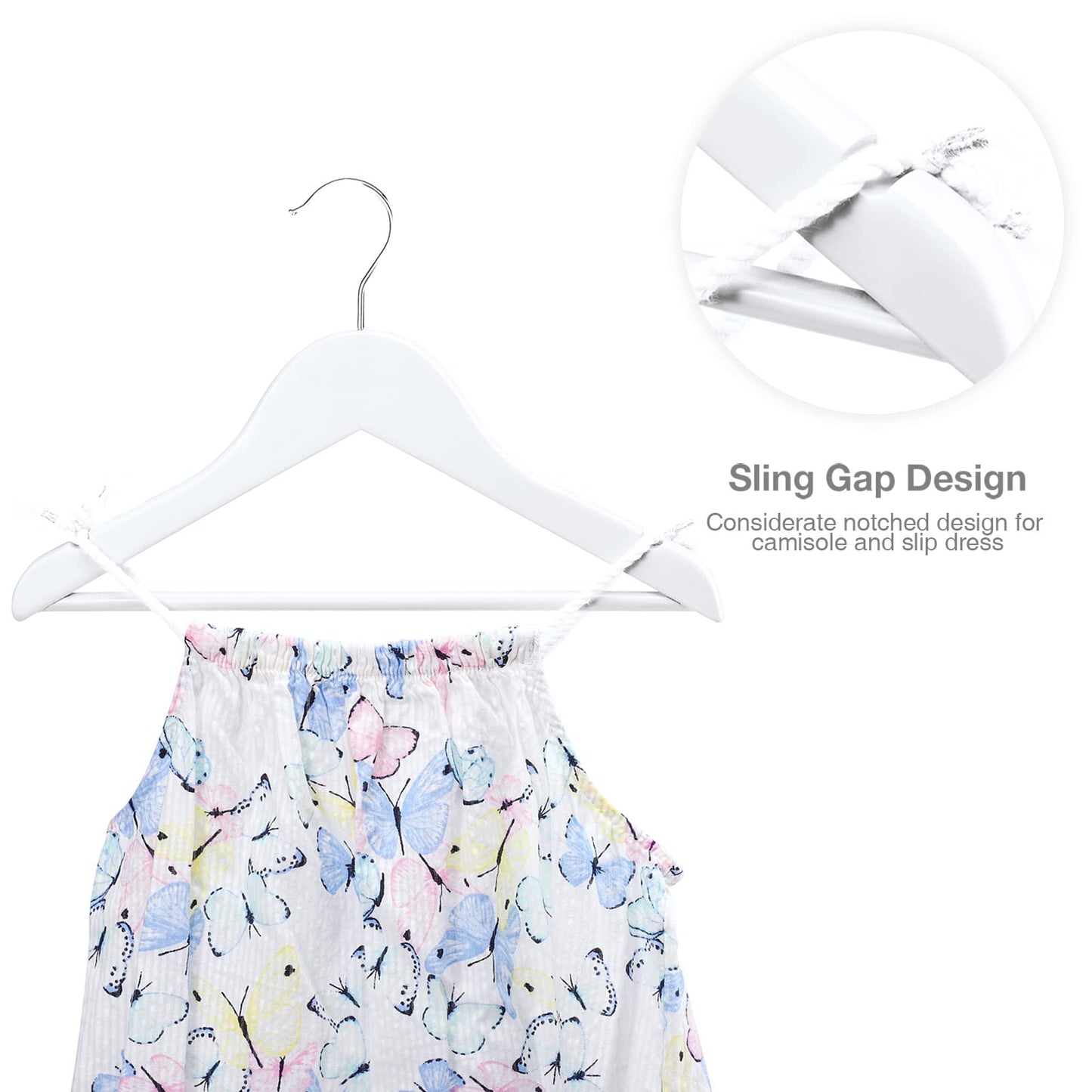 HOUSE DAY Childrens Wooden Kids Hangers, Baby Nursery White Wood Hangers