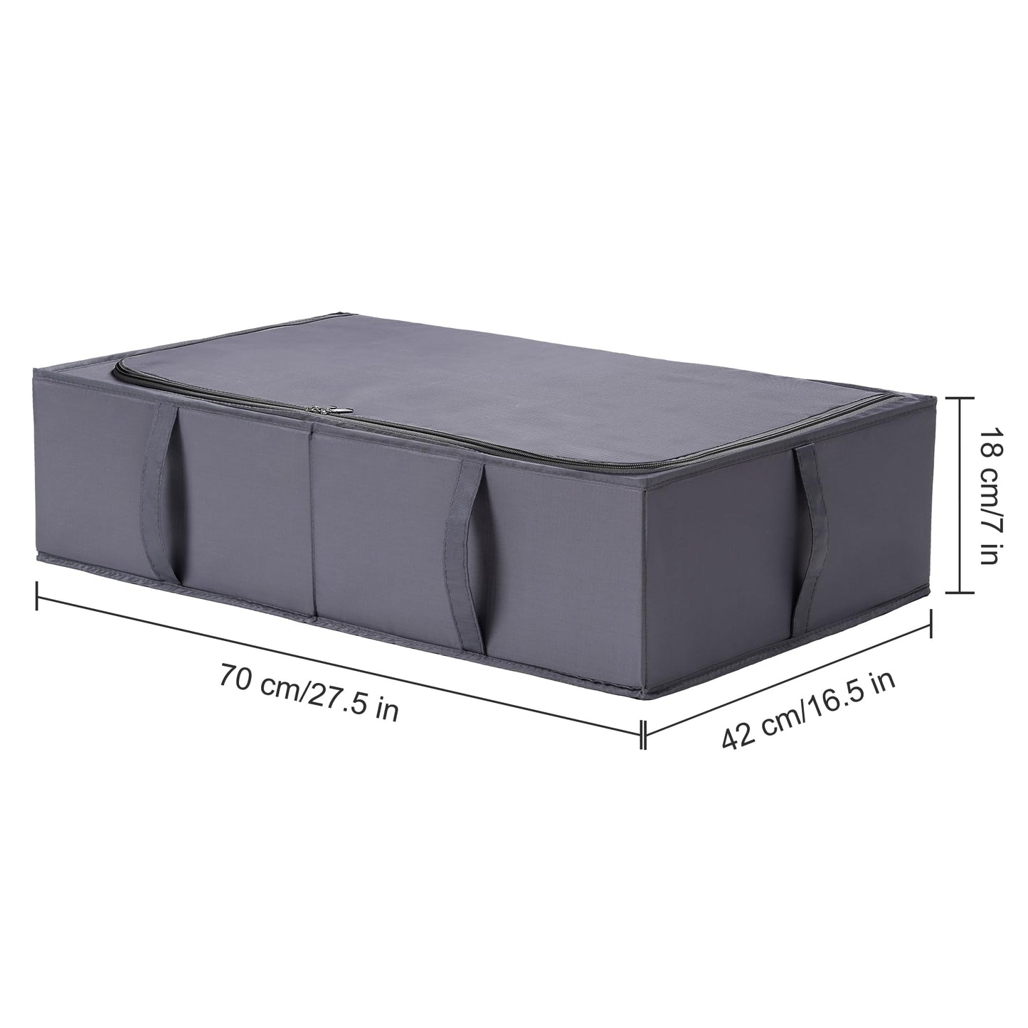 TYEERS Under Bed Storage Box with Lid, Durable Fabric, Washable, Collapsible, Under Bed Storage for Clothes, Blankets, Sheets, Shoes, 70x42x18 cm,