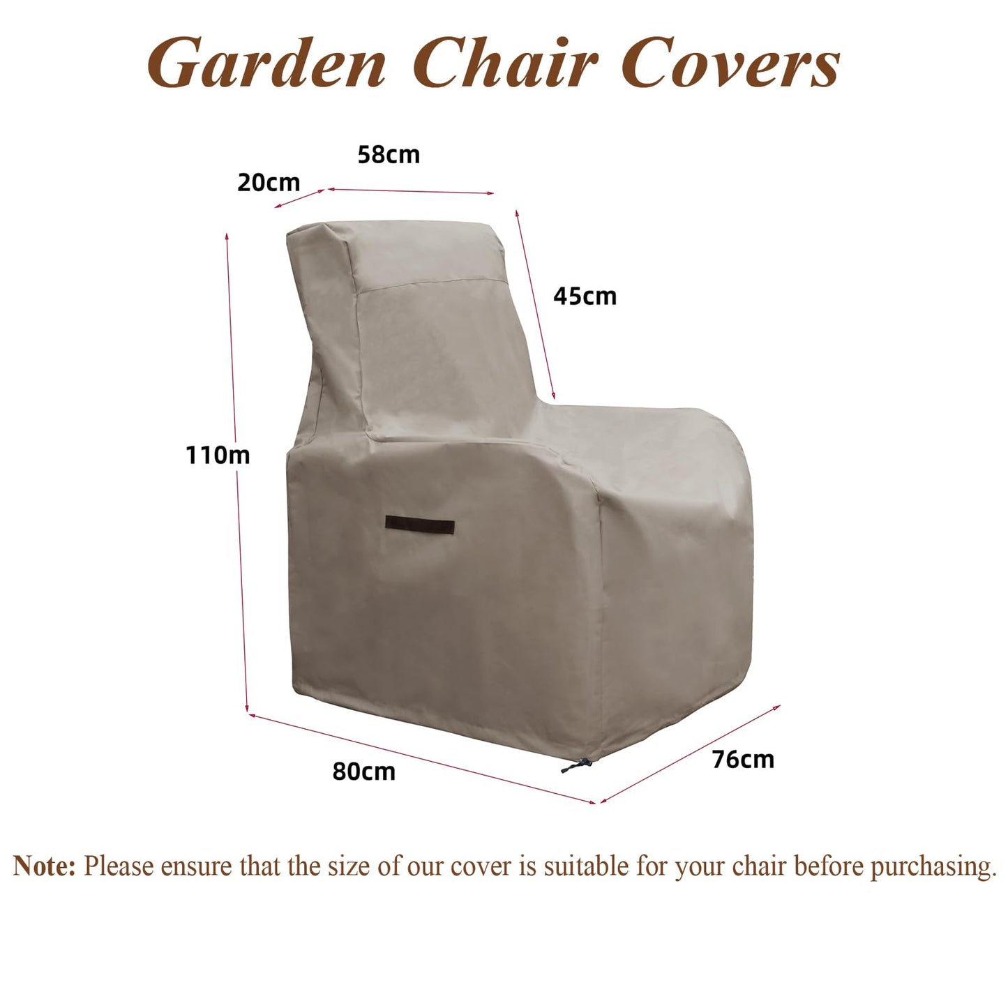 ART TO REAL Garden Chair Covers Waterproof,Outdoor Garden Furniture Covers with Adjustable Hem Cord,Air Vent Windproof Anti-UV Material Patio Chair