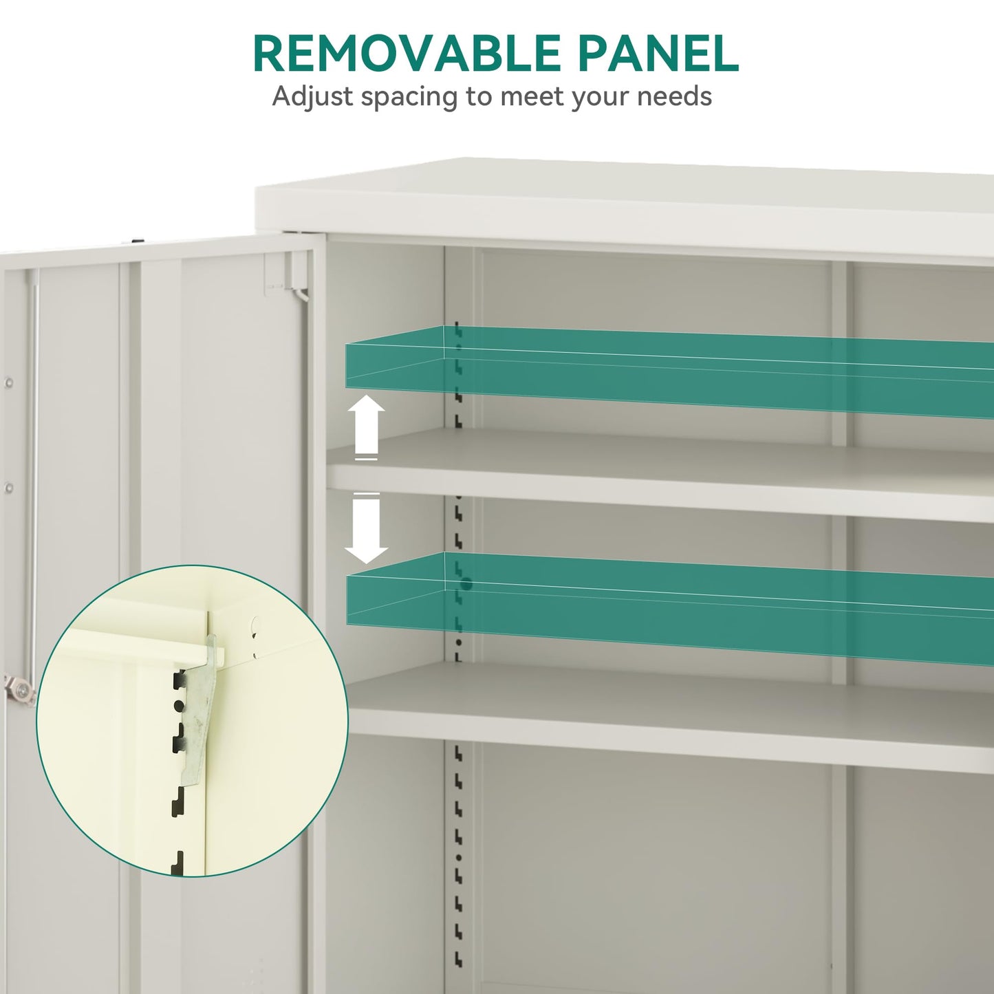 YITAHOME Office Storage Cabinet, Metal Office Storage Cupboard with 2 Adjustable Shelves