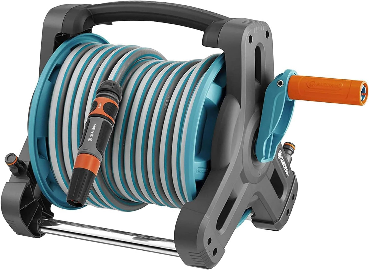 Gardena Classic Hose Reel 10 Set: Garden Hose Set Including Hose Reel and 10-m Hose, Great Standing Security, Adapter, Spray Nozzle, Carrying Handle,