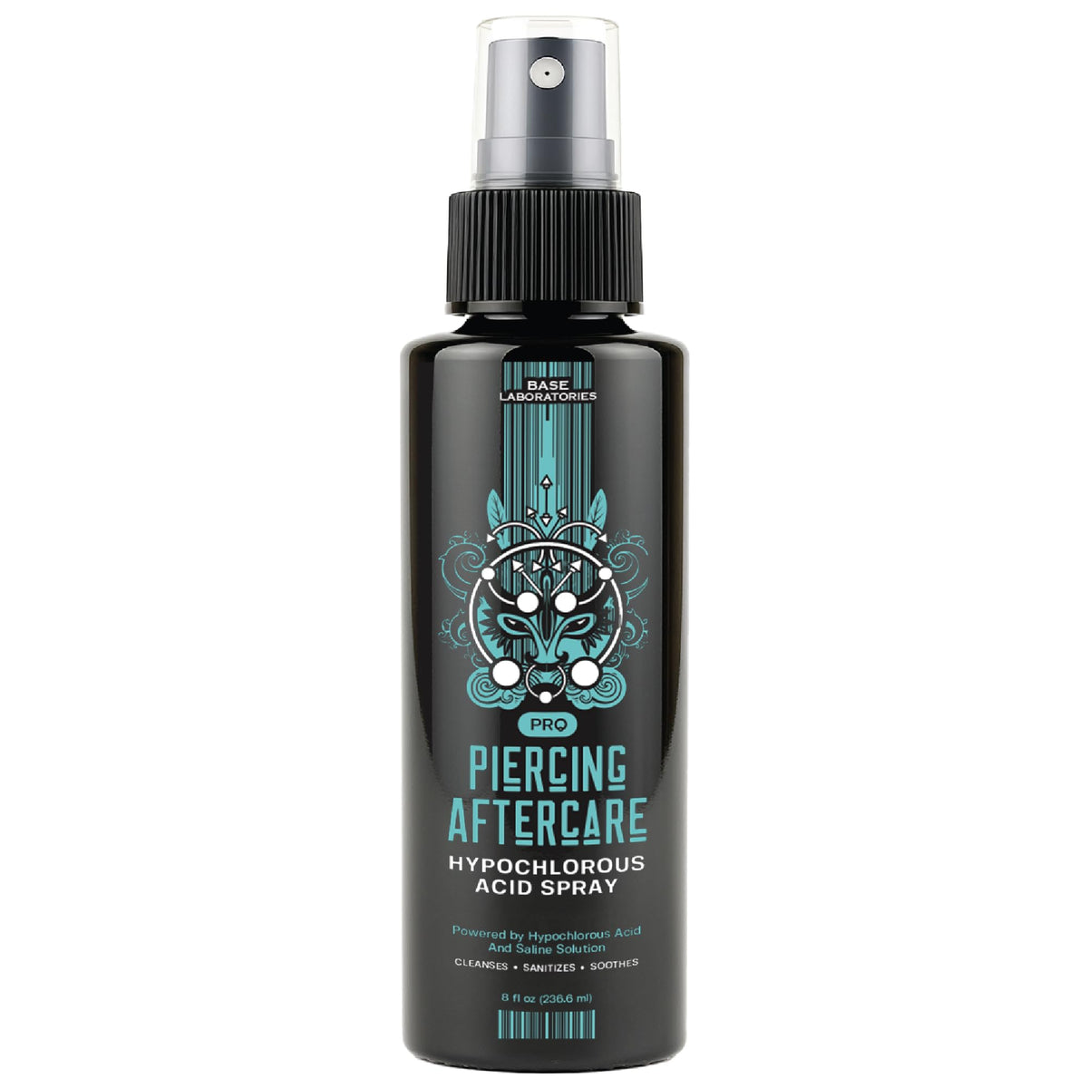 BASE LABORATORIES Piercing Aftercare Hypochlorous Acid Spray 8oz | Piercing Cleaning Solution - Saline Solution Piercing Aftercare for Ear Piercings,