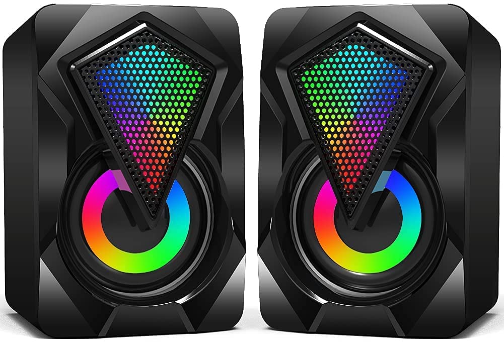 NJSJ Computer Speakers for Desktop, USB-Powered Stereo 2.0 PC Speakers with 3.5mm Aux input, Portable Mini Speaker for Laptop Smartphones MAC,