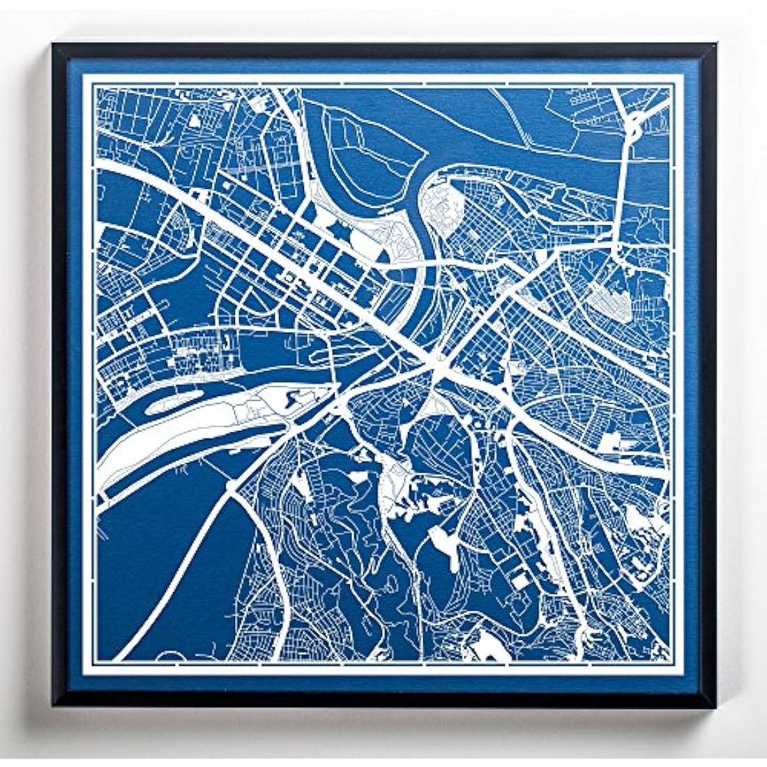 Belgrade Paper Cut Map White 30x30 cm Paper Art