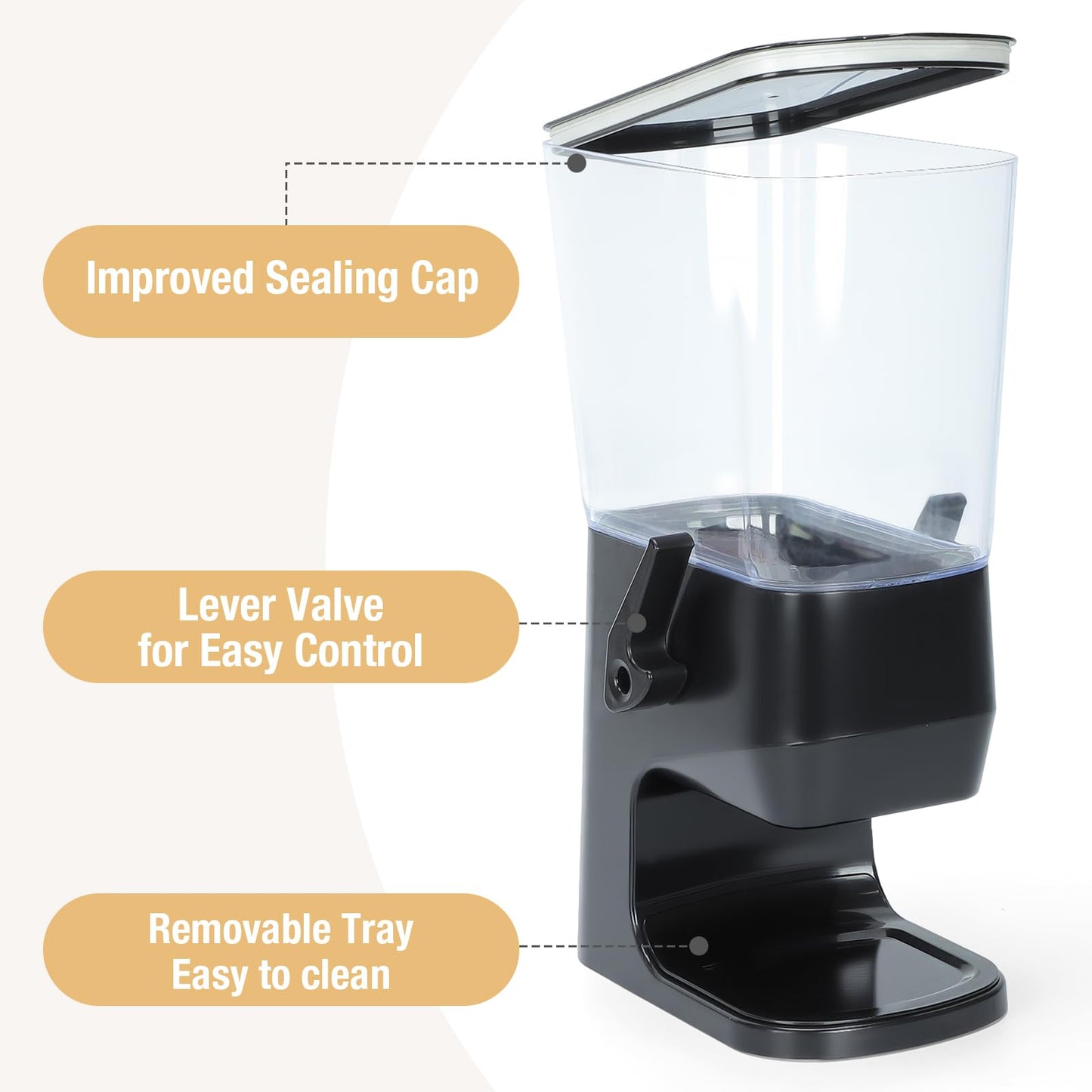 Tokokimo Cereal Dispenser Containers, Double Cereal Storage Containers - Not Easy to Crush Food, Dry Food Dispenser for Cornflakes, Candy, Nuts,