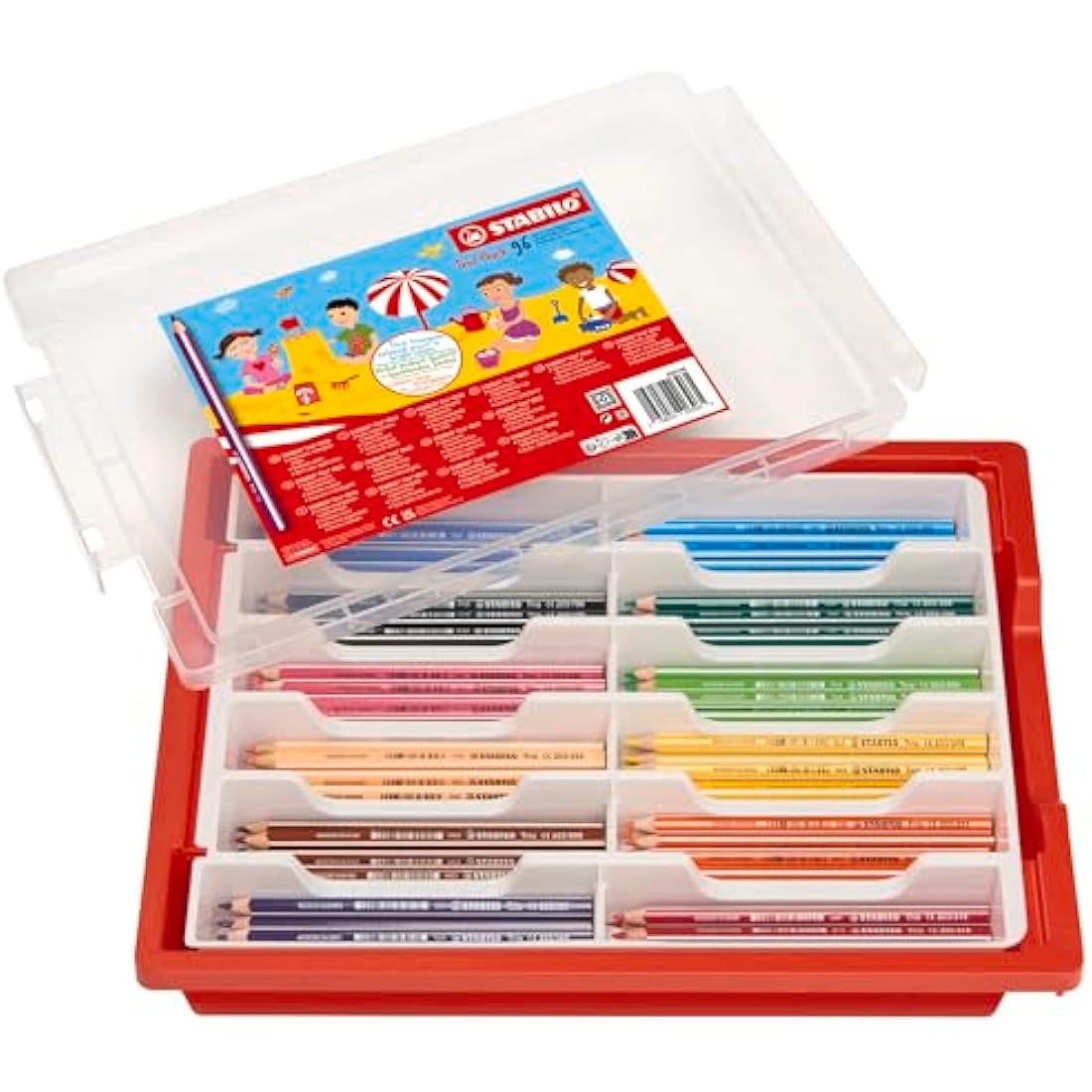 STABILO Trio thick - Triangular Colouring Pencil - Classpack of 96 - with 12 Assorted Colours