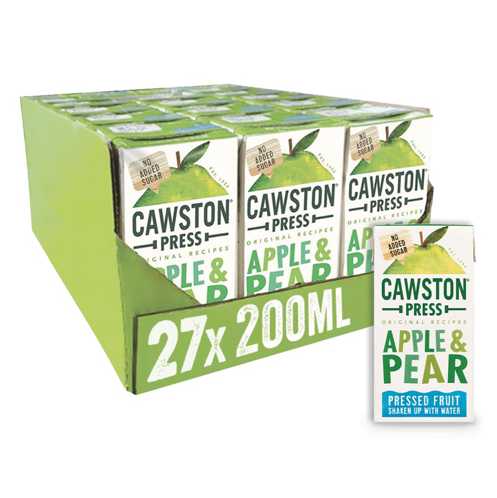 Cawston Press, Apple Pear Kids Fruit Water Cartons 200ml Pack of, 1 count, (Pack of 27)